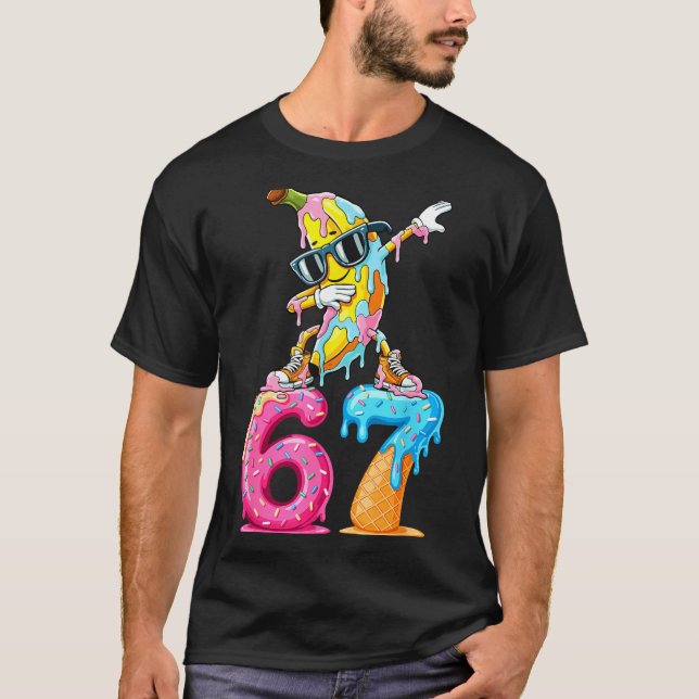 T-shirt Dabbing Banana 67 Ice Cream Drip Funny Six Seven M (Devant)