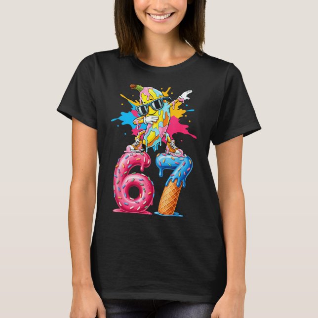 T-shirt Dabbing Banana 67 Ice Cream Drip Funny Six Seven M (Devant)