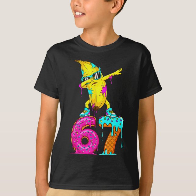 T-shirt Dabbing Banana 67 Ice Cream Drip Funny Six Seven M (Devant)