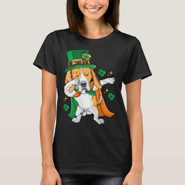 T-shirt Dabbing Beagle Leprechaun St Patricks Day (Devant)