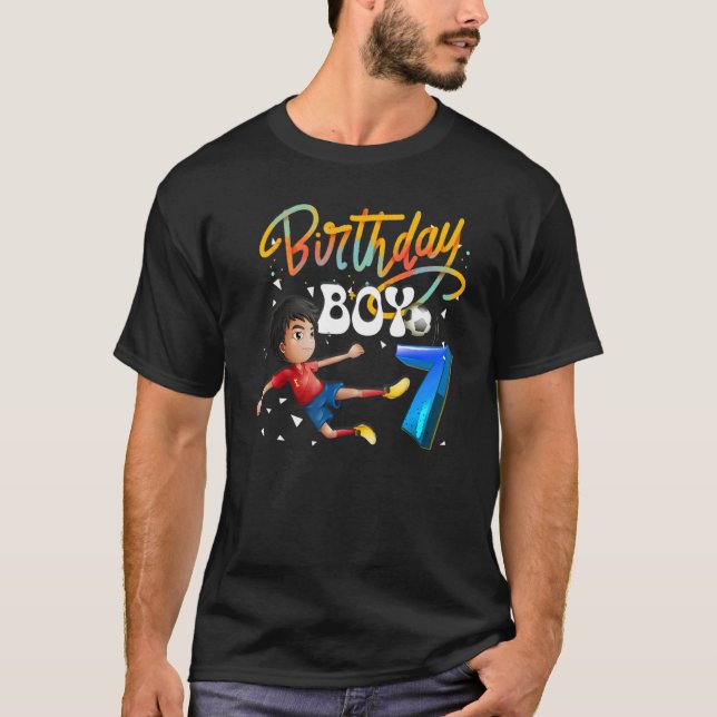 T-shirt Dabbing Boy 7 Year Old Soccer Player 7e anniversai (Devant)