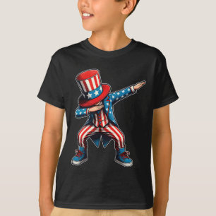 T-shirt Dabbing Boy American Flag Us 4 juillet patriotique