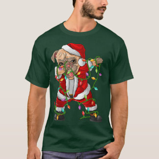 T-shirt Dabbing Carlin Chien Xmas Lumières Drôle Carlin Pè