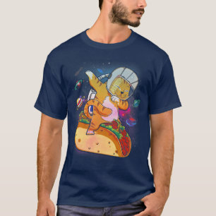 T-shirt Dabbing Cat Astronaut In Space Riding Taco