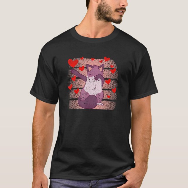 T-shirt Dabbing Cat Heart Valentine's Day Kitten Dab Dance (Devant)
