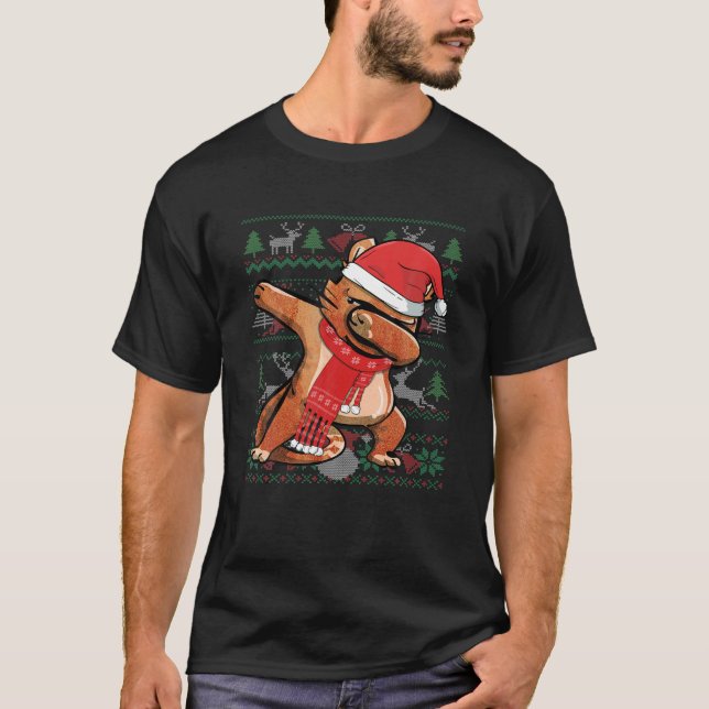 T-shirt Dabbing Cat Ugly Christmas Sweater Funny Party Cos (Devant)