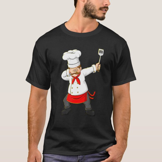 T-shirt Dabbing Chef Mens Boys Chef Cuisinier Profession (Devant)