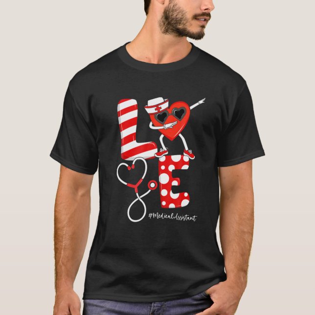 T-shirt Dabbing Coeur Assistant Médicale Stéthoscope Valen (Devant)