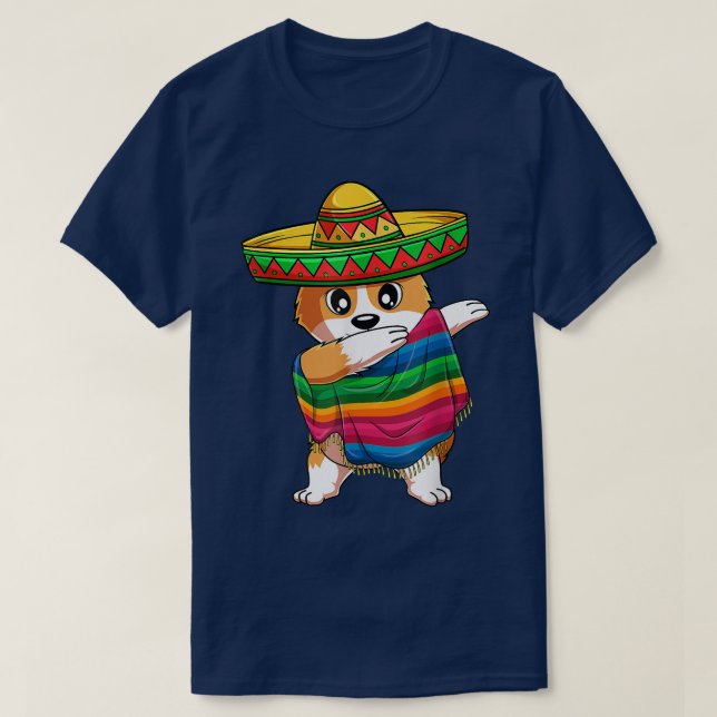 T-shirt Dabbing Corgi Chien mexicain Poncho Sombrero Cinco (Design devant)