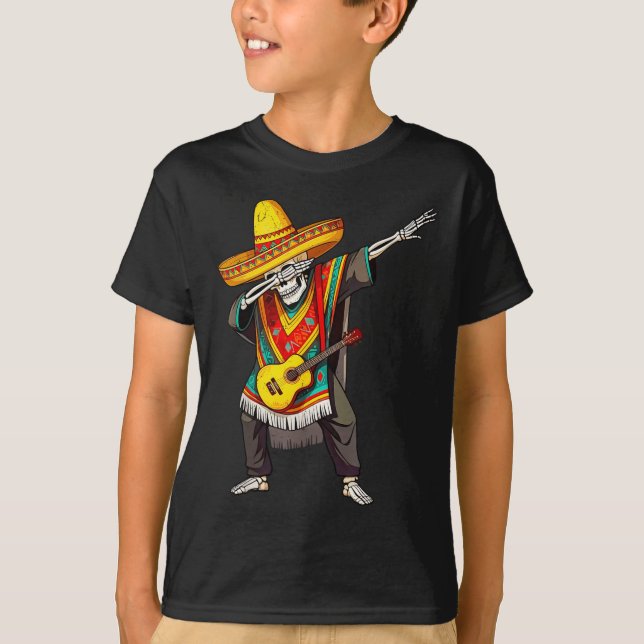 T-shirt Dabbing Dabbing Mexicaine Squelette Poncho Cinco D (Devant)