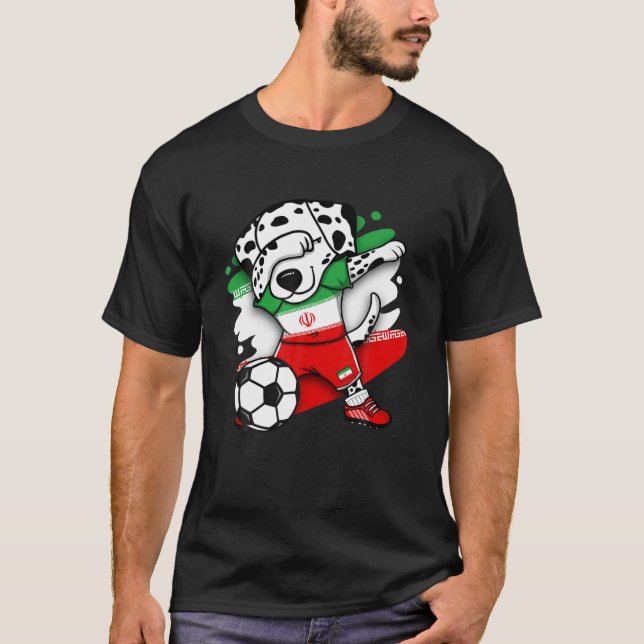 T-shirt Dabbing Dalmatian Chien Iran Fans de football Jers (Devant)