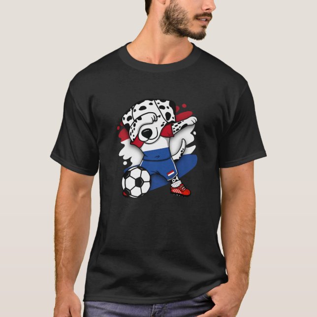 T-shirt Dabbing Dalmatian Pays-Bas Fans de football Jersey (Devant)