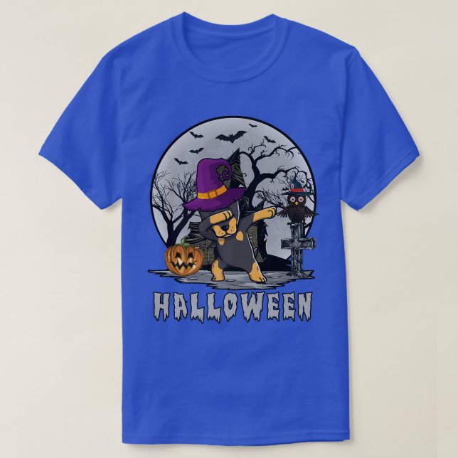 T-shirt Dabbing Doberman Pinscher Chien Sorcière Halloween (Design devant)