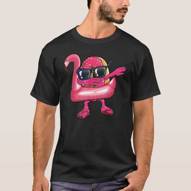 T-shirt Dabbing Donut Flamingo Float Summer Tropical (Devant)