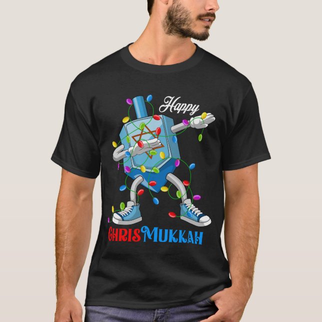 T-shirt Dabbing Dreidel Joyeux Noël et Bonne Hanoukka (Devant)