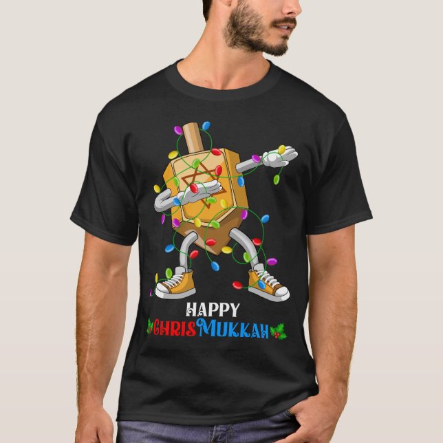 T-shirt Dabbing Dreidel Joyeux Noël et Bonne Hanoukka (Devant)