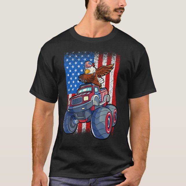 T-shirt Dabbing Eagle Monster Camion 4 juillet Garçons Ame (Devant)