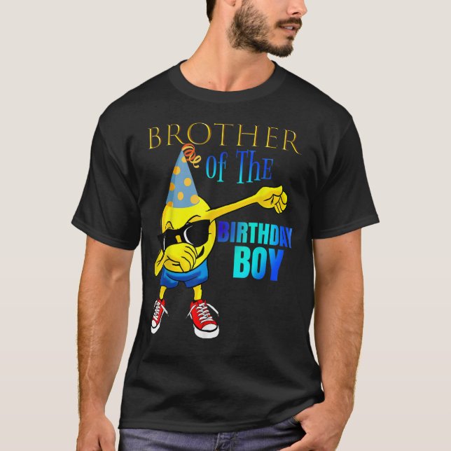 T-shirt Dabbing Emoji BROTHER of Birthday Boy Party tenue (Devant)
