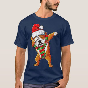 T-shirt Dabbing English Bulldog Père Noël Christmas kids C