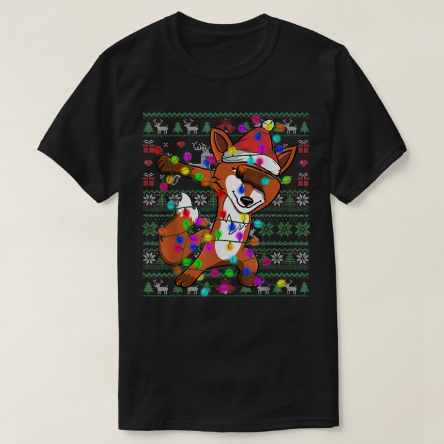T-shirt Dabbing Fo Fairy Lights Ugly Christmas Sweater Cos (Design devant)