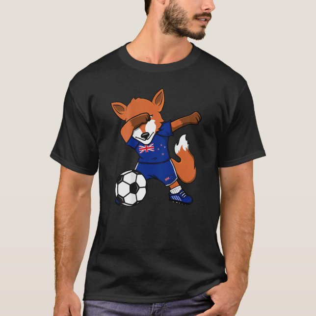 T-shirt Dabbing Fox New Zealand Soccer Fans Jersey Footbal (Devant)