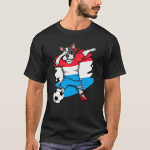 T-shirt Dabbing French Bulldog Luxembourg Soccer Fan Jerse