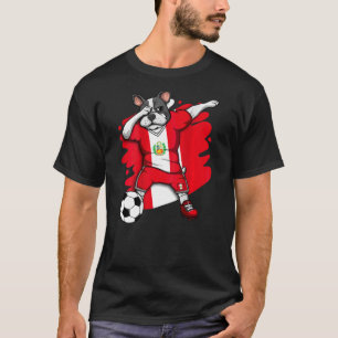 T-shirt Dabbing French Bulldog Pérou Fans de football Jers