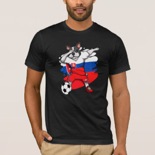 T-shirt Dabbing French Bulldog Slovaquie Soccer Fans Jerse