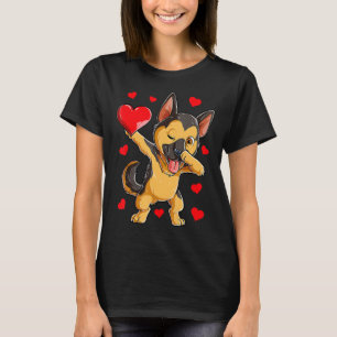 T-shirt Dabbing German Shepherd Coeur Valentines Jour Garç
