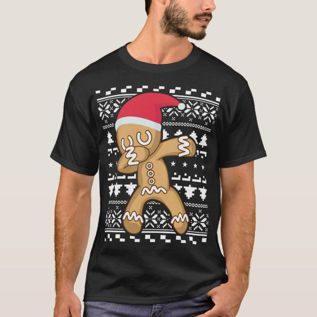 T-shirt Dabbing Gingerbread Man laide de Noël (Devant)