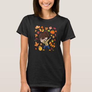 T-shirt Dabbing Girl Automne Citrouille d'érable automne s