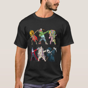 T-shirt Dabbing Halloween Boys Citrouille Skeleton Zombie