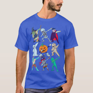 T-shirt Dabbing Halloween Boys Skeleton Zombie Scary Pumpk