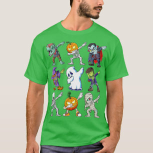 T-shirt Dabbing Halloween garçons Skeleton Zombie effrayan