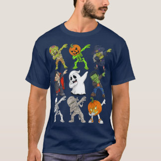 T-shirt Dabbing Halloween Zombie Skeleton Scary Pumpkin Va