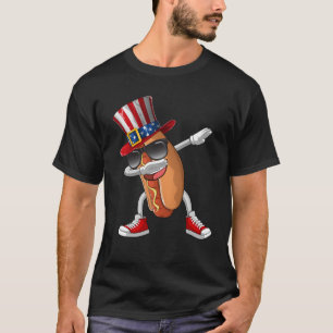 T-shirt Dabbing Hot Dog 4 juillet Merica USA