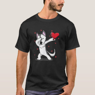 T-shirt Dabbing Husky Heart Valentine's Day Boys Girls