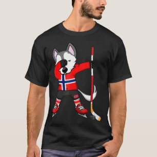 T-shirt Dabbing Husky Norvège Ventilateurs de hockey sur g