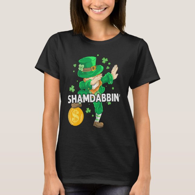 T-shirt Dabbing Leprechaun Irish Clover St Patrick's Day S (Devant)