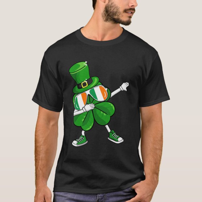 T-shirt Dabbing Leprechaun Shamrock St Patrick s Day Boys (Devant)