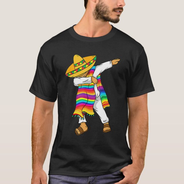 T-shirt Dabbing Mexicaine Poncho Cinco De Mayo Costume Tee (Devant)