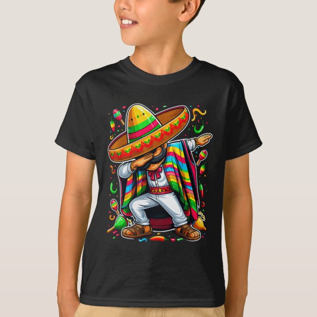 T-shirt Dabbing Mexican Poncho Cinco De Mayo (Devant)