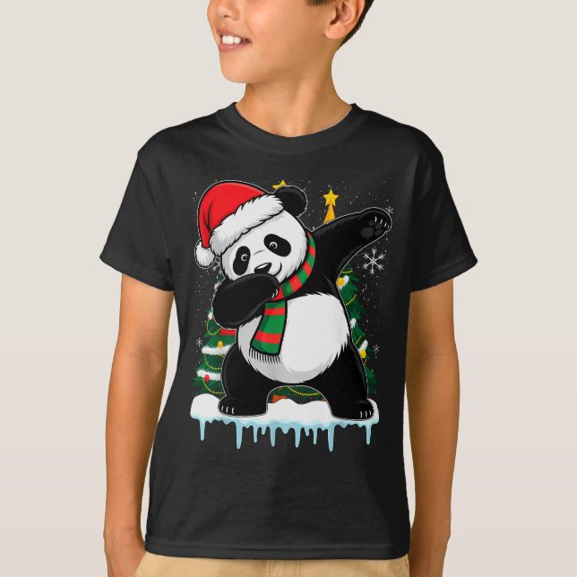 T-shirt Dabbing Panda Santa Christmas Kids Boys Men Xmas B (Devant)