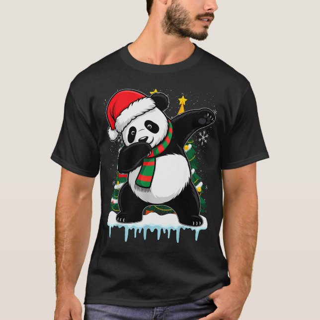 T-shirt Dabbing Panda Santa Christmas Kids Boys Men Xmas B (Devant)