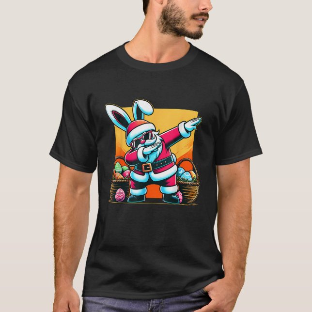 T-shirt Dabbing Pâques Bunny Père Noël (Devant)