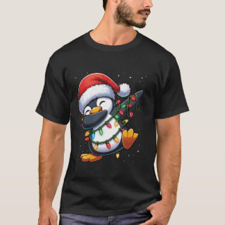 T-shirt Dabbing Penguin lumières de Noël Santa Hat Noël Sn