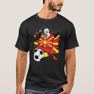 T-shirt Dabbing Penguin Macédoine Soccer Fans Jersey Footb