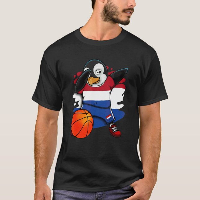 T-shirt Dabbing Penguin Pays-Bas Fan Jersey (Devant)