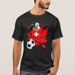 T-shirt Dabbing Penguin Suisse Soccer Fan Jersey Pied