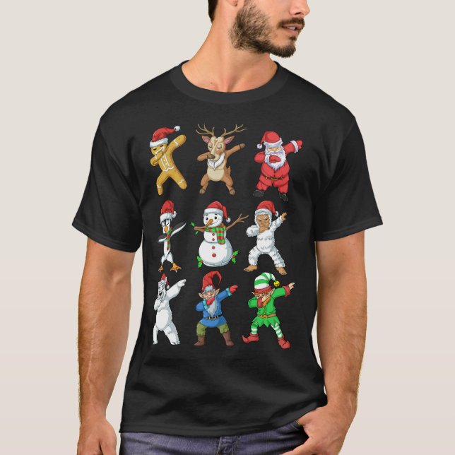 T-shirt Dabbing Père Noël Elf Friends Noël (Devant)